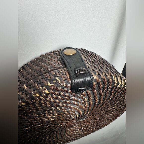 Woven‎ Round Rattan Bag Wicker Straw Purse Crossbody Brown Tropical Boho - Picture 11 of 17